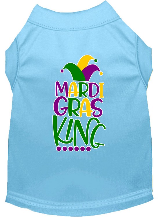 Mardi Gras King Screen Print Mardi Gras Dog Shirt Baby Blue XS